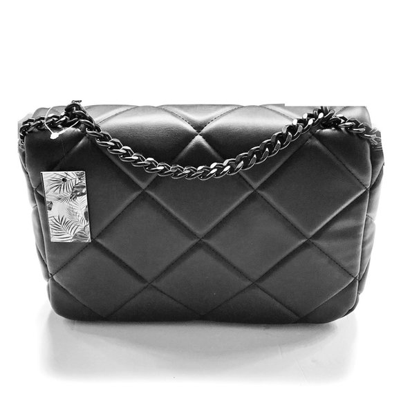 BADGLEY MISCHKA Large Diamond Quilted Crossbody Matte Studded  Letter Lock Bag - Picture 10 of 10